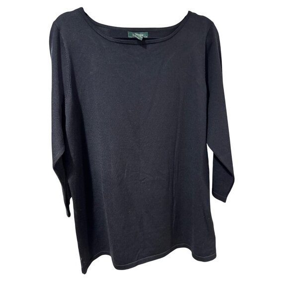 Ralph Lauren Silk Blend Knit 3/4 Sleeve Top 1X Black Classic NWT MSRP $119 - Picture 2 of 5